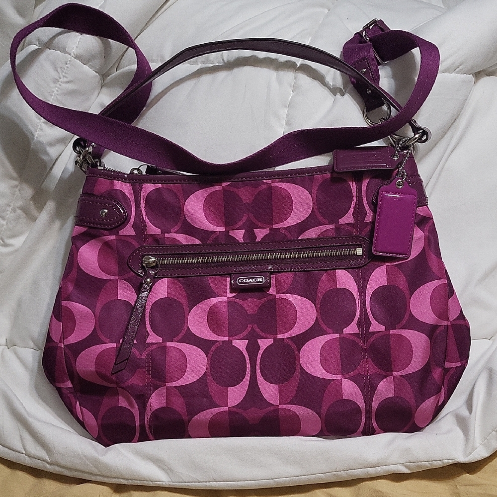 Coach Pink Shoulder Bag with Signature Monogram